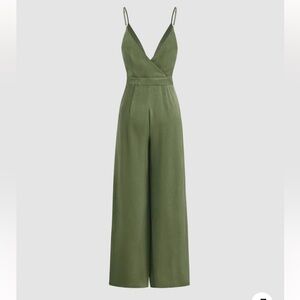 Cider green v-neck jumpsuit